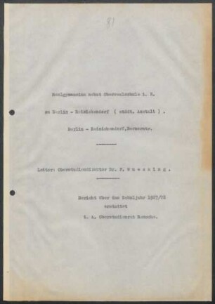 1928/29: Bericht über das Schuljahr ... - 1928/29