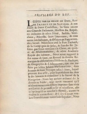 Privilege du Roy