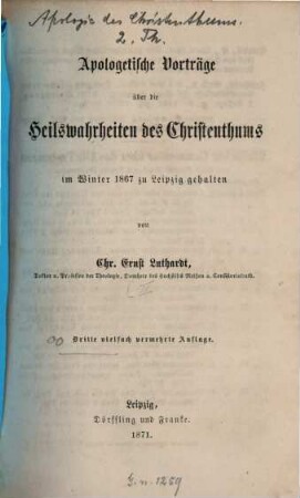 Apologie des Christenthums, 2