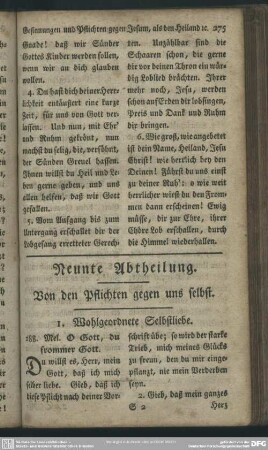 Neunte Abtheilung. Von den Pflichten gegen uns selbst