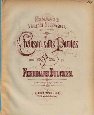 Chanson sans paroles : comp. pour piano
