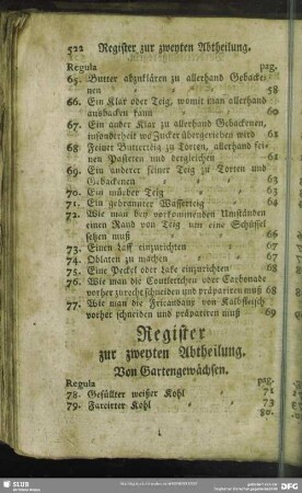 Register zur zweyten Abtheilung. Von Gartengewächsen