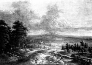 Weite Flußlandschaft mit Staffage