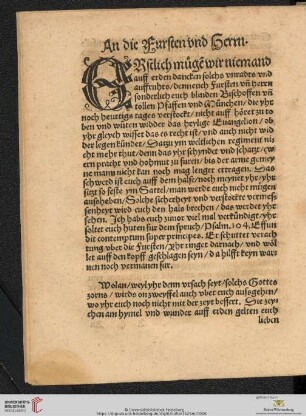 An die Fursten und Herrn