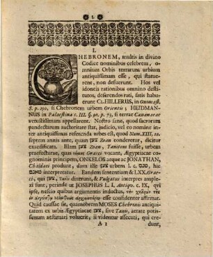 Disputatio Philologica, De Ḥevron bet ʿanaḳim Sive Chebrone Gigantum Domicilio