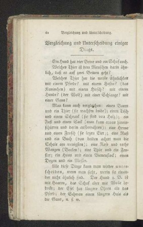 Vergleichung und Unterscheidung einiger Dinge.
