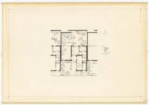 Bundesgartenschau, Karlsruhe 1967 Siedlung Im Eichbäumle: Veröffentlichungszeichnung. Typ B. Grundrisse Erdgeschoss, 1. Obergeschoss
