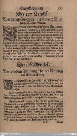 Der 128. Artickel/ Vom vierdten Pfennig/ halben Neunden und Stollen Steur.
