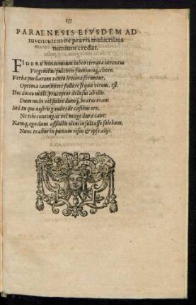 Paraenesis Eiusdem Ad iuventutem ne pravis mulieribus nimium credae.