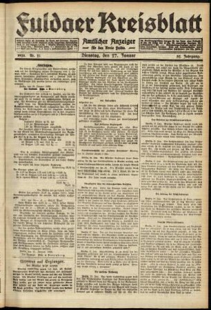 Ausgabe vom Dienstag, den 27. Januar 1920.