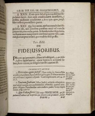 Tit. XXI. De Fidejussoribus. - Tit. XXV. De Locatione et Conductione.