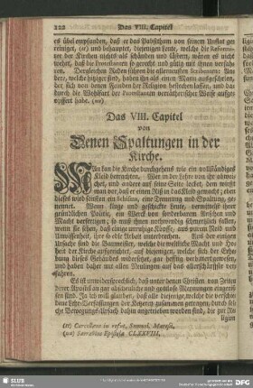 Das VIII. Capitel. von Denen Spaltungen in der Kirche
