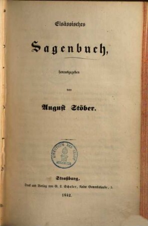 Elsässisches Sagenbuch