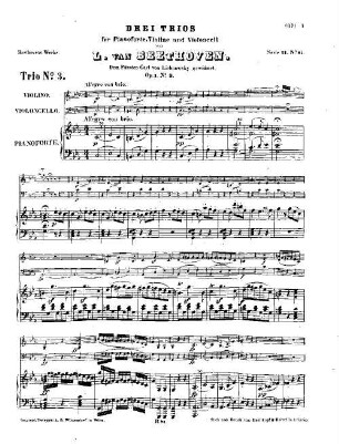 Beethoven's Werke, 81 = Serie 11: Trios für Pianoforte, Violine und Violoncell. Trio : op. 1,3