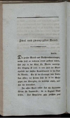 Zwei und zwanzigster Brief