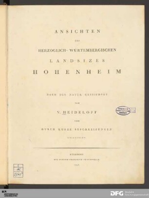 Ansichten Des Herzoglich-Württembergischen Landsizes Hohenheim