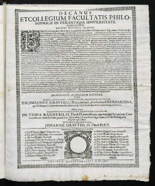 Decanus Et Collegium Facultatis Philosophicae In Perantiqua Universitate Tubingensi, Lectori Benevolo Salutem!