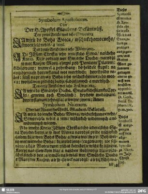 Symbolum Apostolicum Oder Der H. Apostel Glaubens Bekäntnüß