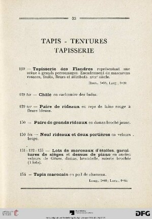 Tapis - Tentures - Tapisserie (Nr. 129-138)