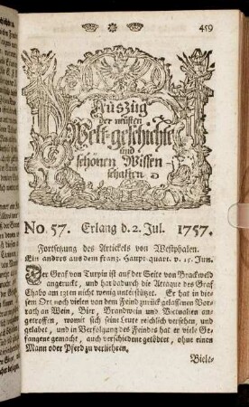 No. 57. Erlang d. 2. Jul. 1757.