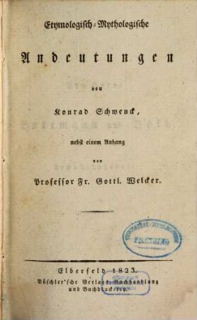 Etymologisch-mythologische Andeutungen