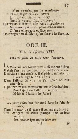 Ode III. Tirée du Pseaume XXII.