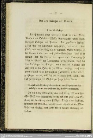 Von dem Reinigen der Möbeln