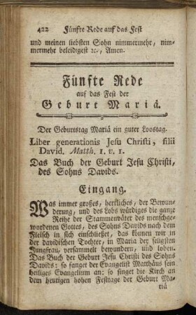Fünfte Rede auf das Fest der Geburt Mariä
