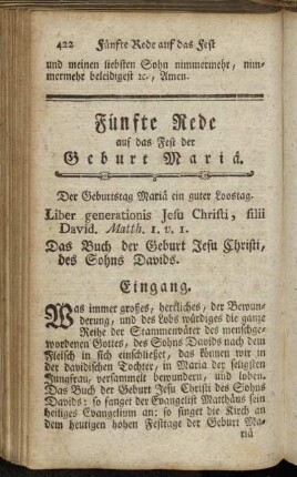 Fünfte Rede auf das Fest der Geburt Mariä
