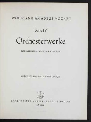 Ser. 4, Werkgruppe 11, Bd. 9: Sinfonien
