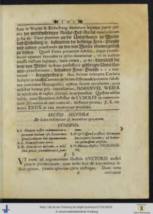 Sectio secunda. De licita redemtione & mutatione operarum.