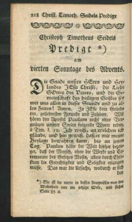 Christoph Timotheus Seidels Predigt am vierten Sonntage des Advents