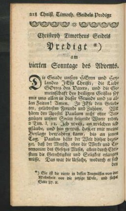 Christoph Timotheus Seidels Predigt am vierten Sonntage des Advents