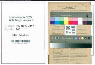 Entnazifizierung Friedrich Milz , geb. 18.09.1922 (Autoschlosser)