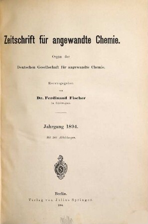 Zeitschrift für angewandte Chemie. 1894