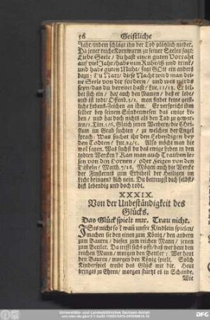 XXXIX. Von der Unbeständigkeit des Glücks. Das Glück spielt nur. Trau nicht.
