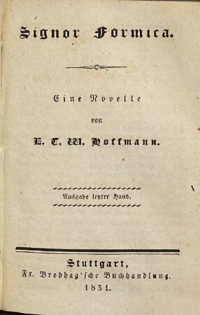 Signor Formica : Eine Novelle, Zweite Abtheilung
