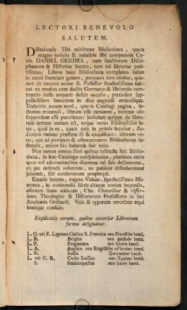 Lectori Benevolo Salutem