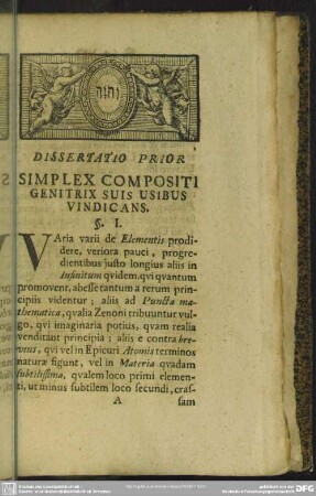 Dissertatio Prior Simplex Compositi Genitrix Suis Usibus Vindicans