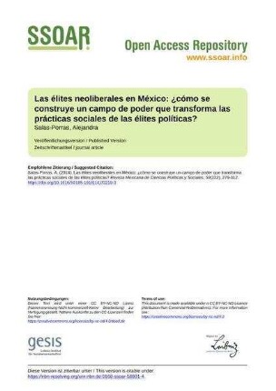 Las élites neoliberales en México: ¿cómo se construye un campo de poder que transforma las prácticas sociales de las élites políticas?