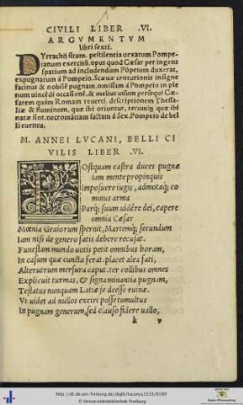 Argumentum libri sexti