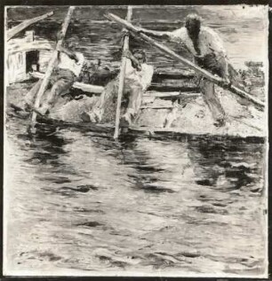 Gemälde "Baggerkahn" (bez. 1905, R. Sterl; 923 x 905 cm; Staatliche Kunstsammlungen Dresden (SKD)