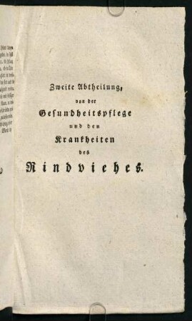 181-284, Zweite Abtheilung, von der Gesundheitspflege und den Krankheiten des Rindviehes