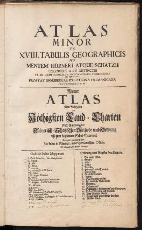 Ordo & Index Mapparum / Ordnung und Register der Charten