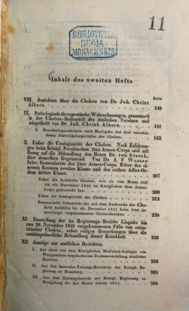 Cholera-Archiv mit Benutzung amtlicher Quellen. 1,2. 1832