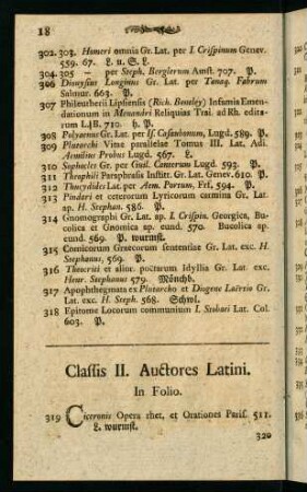18-37, Classis II. Auctores Latini.