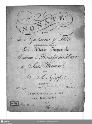 Sonate pour deux Guitarres & Flûte : Oeuvre 11