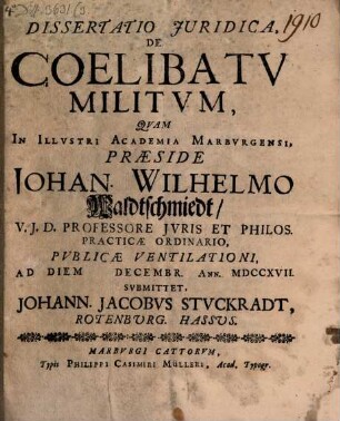 Diss. de coelibatu militum