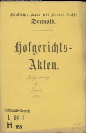 Hilgenkamp, Joh. Ludwig, Kellermeister gegen Levin Isaak - Schuldforderung