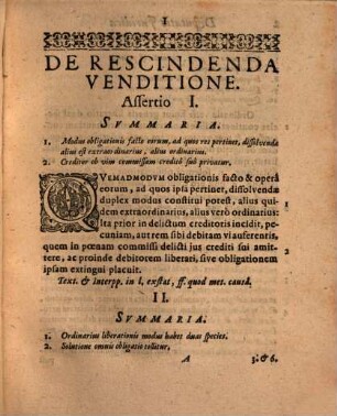 Dispvtatio Ivridica De Rescindenda Venditione